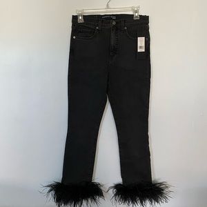Black extra high rise ankle length jeans